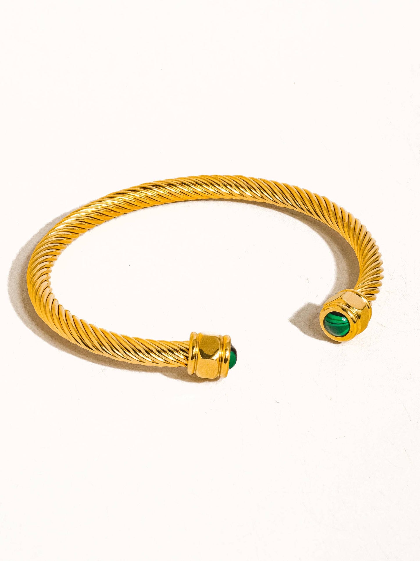 Vail 18K Gold Non-Tarnish Stone Braided Bangle Flânerie by MAIQ