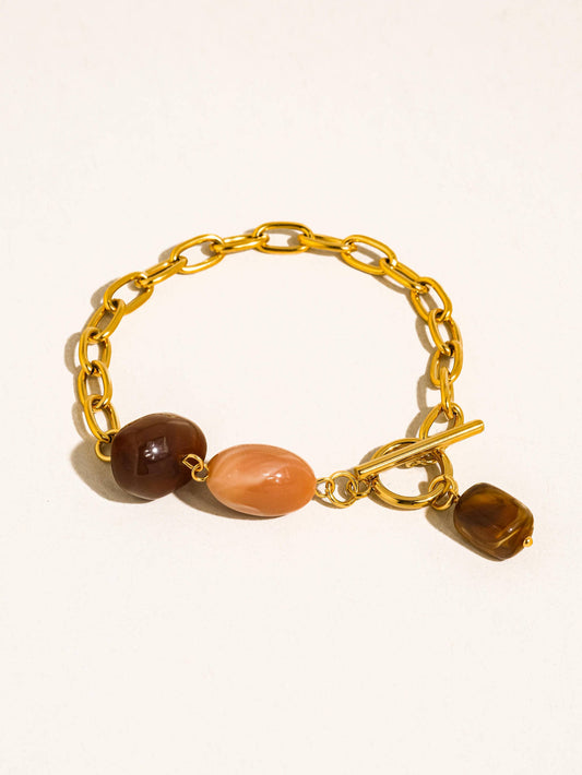 Kenlie 18K Gold Non-Tarnish Agate Charm Bracelet Flânerie by MAIQ