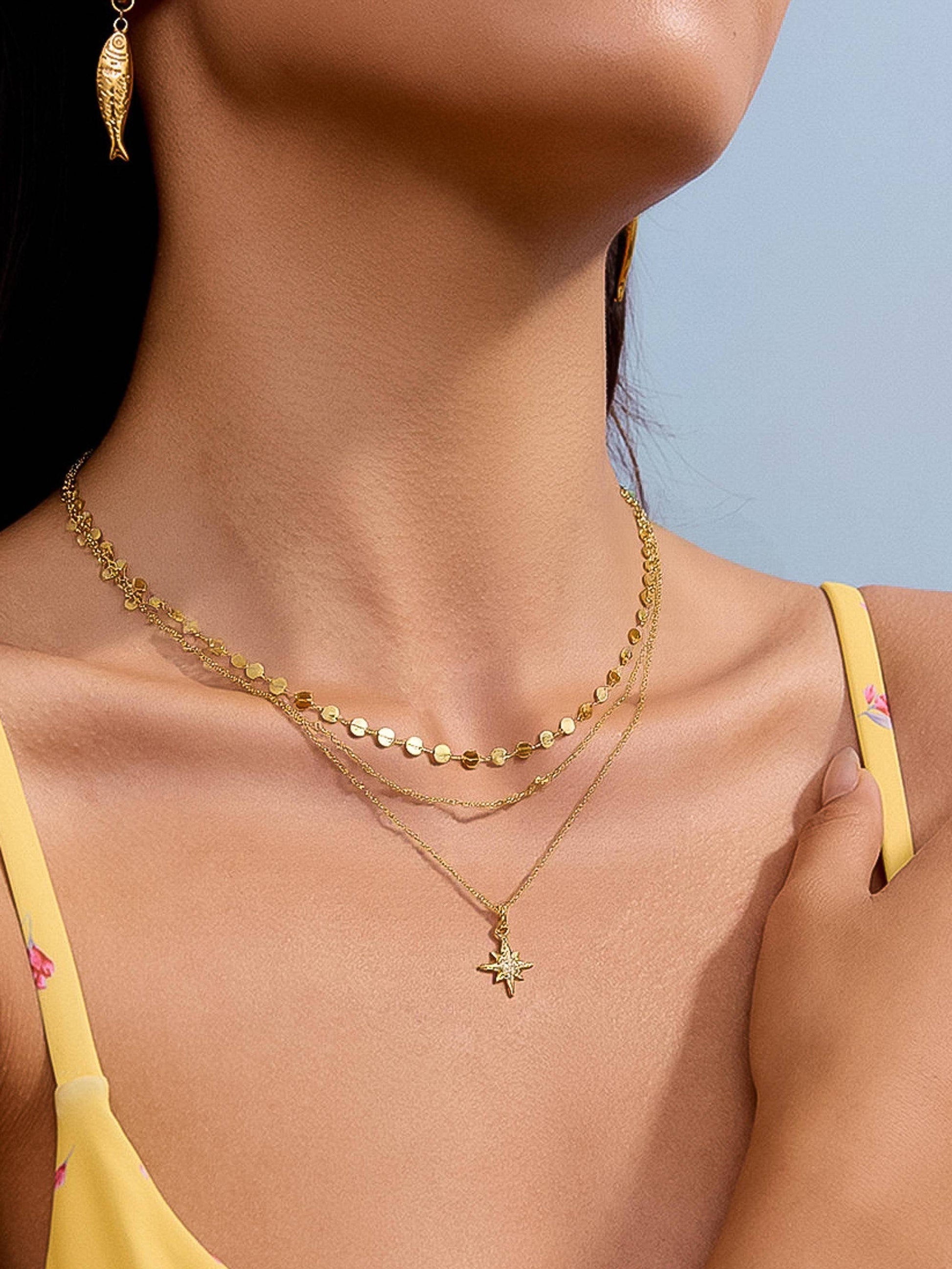 Pascal 18K Non-Tarnish Layered CZ Star Necklace Flânerie by MAIQ